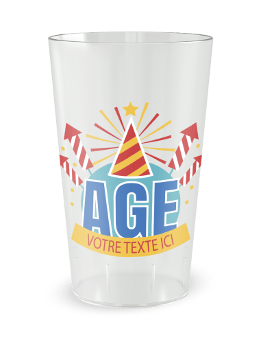 Gobelet transparent de face - Fête d'anniversaire - Ecocup