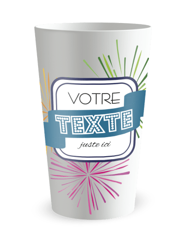 Gobelet blanc de face - fête feux d'artifice - Ecocup