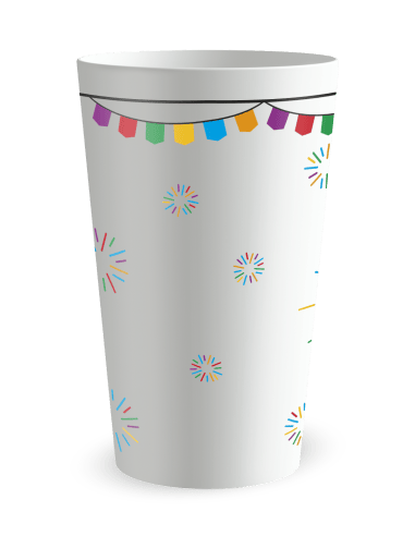 Gobelet blanc de dos - feux d'artifice multicolores - Ecocup