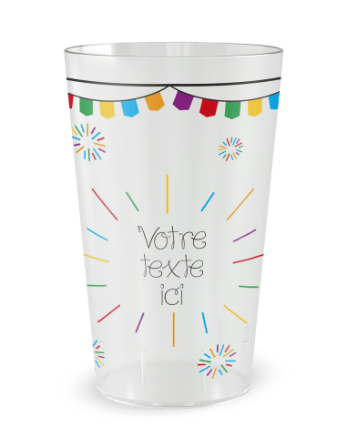 Gobelet transparent de face - feux d'artifice multicolores - Ecocup