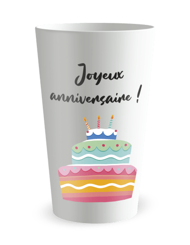 Gobelet blanc de face - Anniversaire Gateau - Ecocup