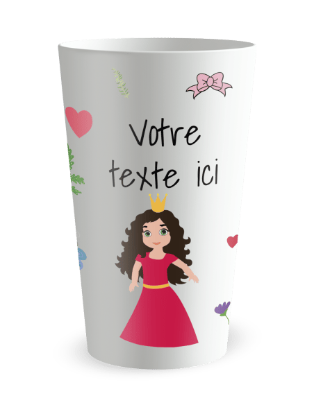 Gobelet blanc de face - Anniversaire Princesse - Ecocup