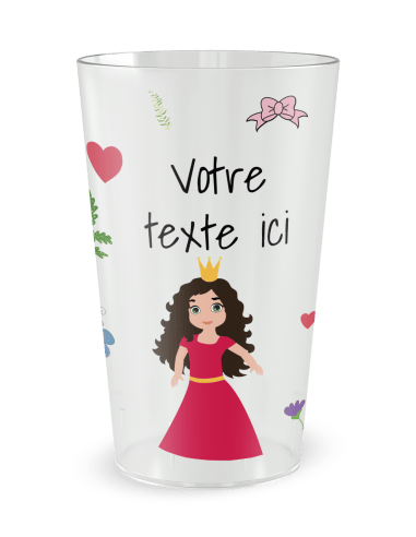 Gobelet transparent de face - Anniversaire Princesse - Ecocup