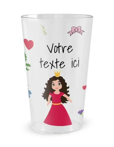 Gobelet transparent de face - Anniversaire Princesse - Ecocup