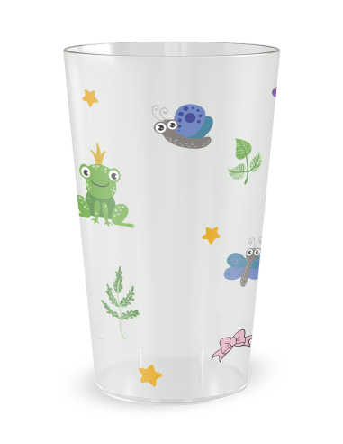 Gobelet transparent de dos - Anniversaire Princesse - Ecocup