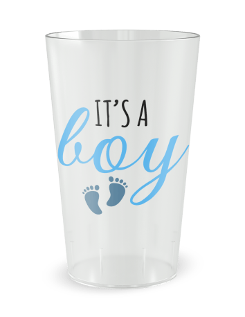 Gobelet transparent de face - Naissance Babyshower It's a boy - Ecocup