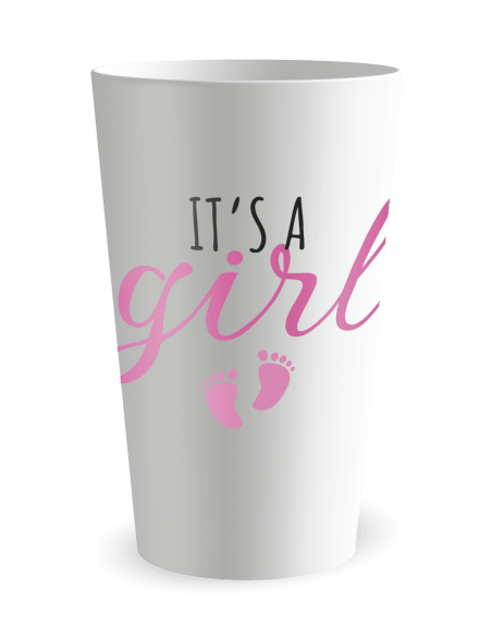 Gobelet blanc de face - Naissance Babyshower It's a girl - Ecocup