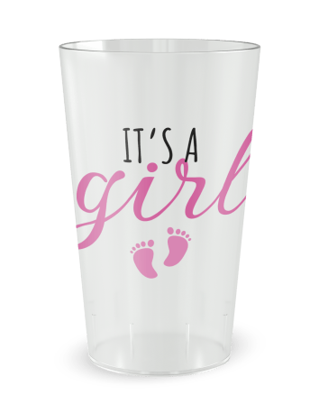 Gobelet transparent de face - Naissance Babyshower It's a girl - Ecocup
