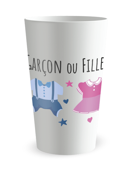 Gobelet blanc de face - Naissance Gender Reveals - Ecocup