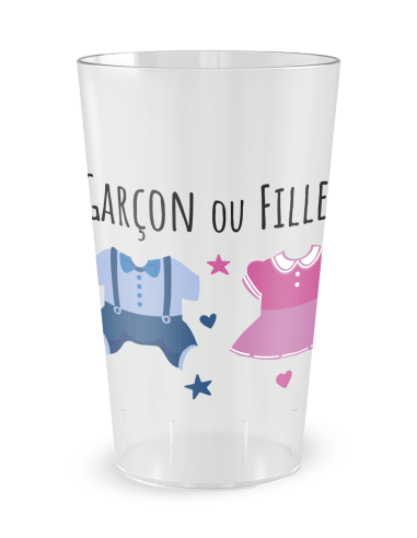 Gobelet transparent de face - Naissance Gender Reveals - Ecocup