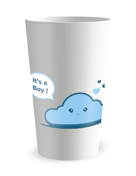 Gobelet blanc de face - Naissance It's a Boy - Ecocup