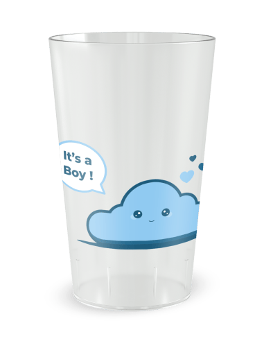 Gobelet transparent de face - Naissance It's a Boy - Ecocup
