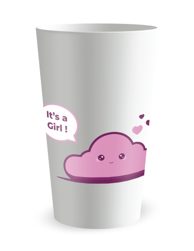 Gobelet blanc de face - Naissance It's a Girl - Ecocup