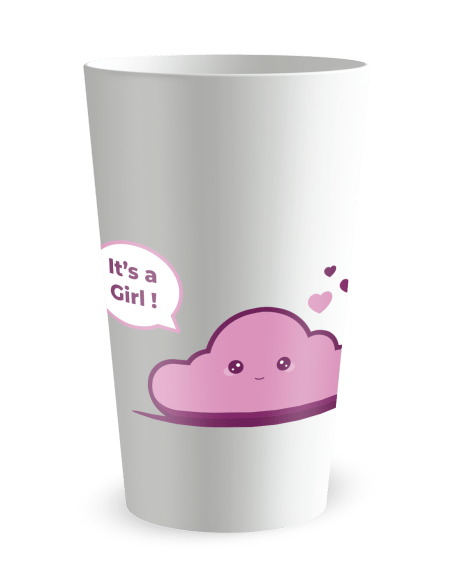 Gobelet blanc de face - Naissance It's a Girl - Ecocup