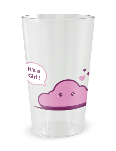 Gobelet transparent de face - Naissance It's a Girl - Ecocup