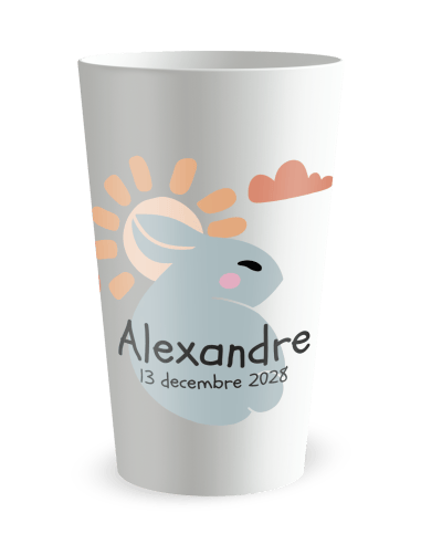 Gobelet blanc de face - Naissance Cadre Lapin - Ecocup