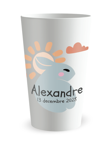 Gobelet blanc de face - Naissance Cadre Lapin - Ecocup