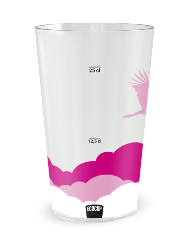 Gobelet transparent Graduation - Naissance Fond Nuageux Fille - Ecocup