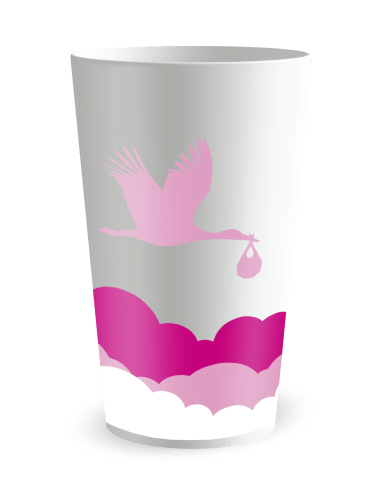 Gobelet blanc de dos - Naissance Fond Nuageux Fille - Ecocup