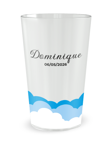 Gobelet transparent de face - Naissance Fond Nuageux Garçon - Ecocup