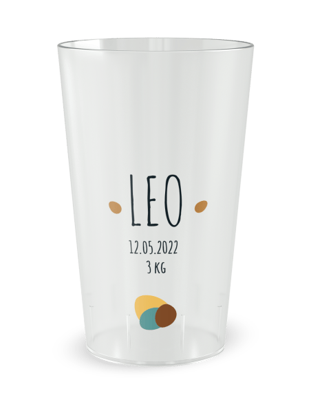Gobelet transparent - Prénom - Naissance Girafe Garçon - Ecocup