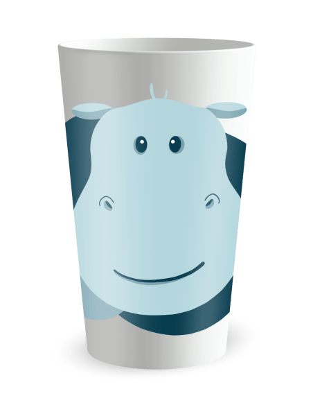 Gobelet blanc de face - Naissance Hippo Garçon - Ecocup