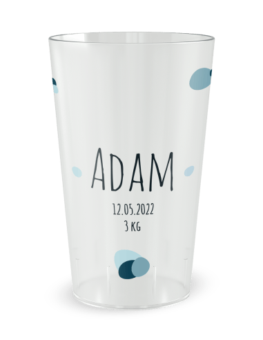 Gobelet transparent - Prénom - Naissance Hippo Garçon - Ecocup