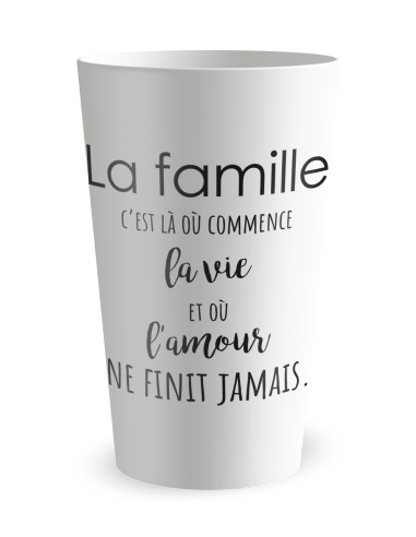Gobelet blanc de face - cousinade citation famille - Ecocup