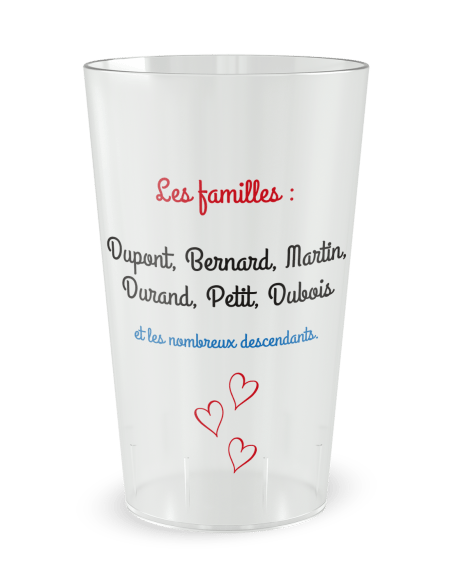 Gobelet transparent de dos - cousinade famille - Ecocup