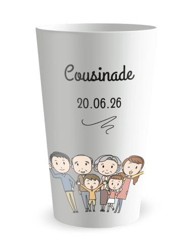 Gobelet blanc de face - cousinade famille - Ecocup
