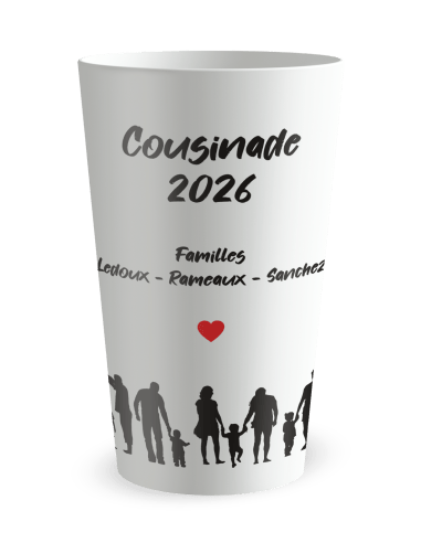 Gobelet blanc de face - cousinade silhouettes - Ecocup