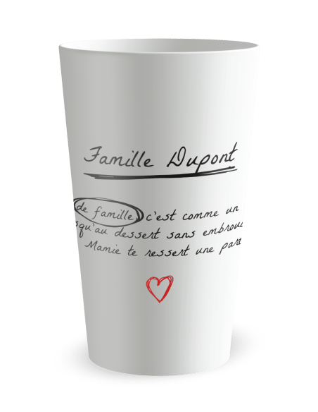 Gobelet blanc de face - Famille & Amis Fête de Famille - Ecocup
