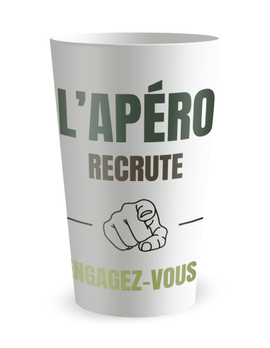 Gobelet blanc de face - humour apéro recrute - Ecocup