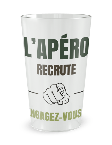 Gobelet transparent de face - humour apéro recrute - Ecocup