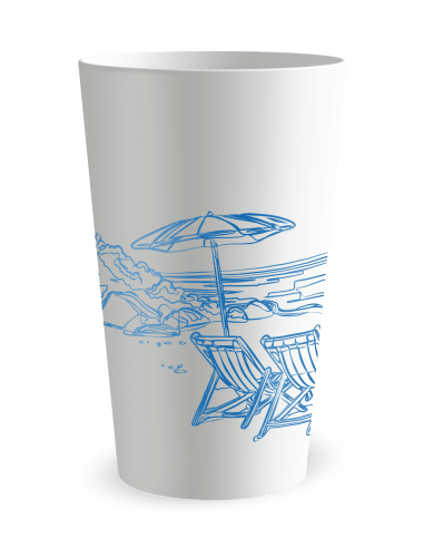 Gobelet blanc de face - Famille & Amis Retraite Plage - Ecocup