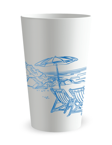 Gobelet blanc de face - Famille & Amis Retraite Plage - Ecocup