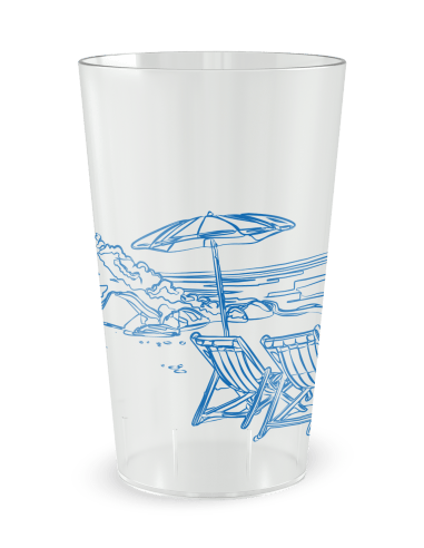 Gobelet transparent de face - Famille & Amis Retraite Plage - Ecocup