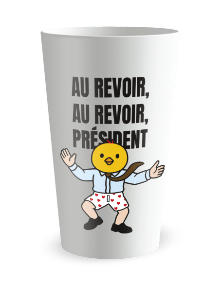 Gobelet blanc de face - Famille & Amis Retraite Président - Ecocup