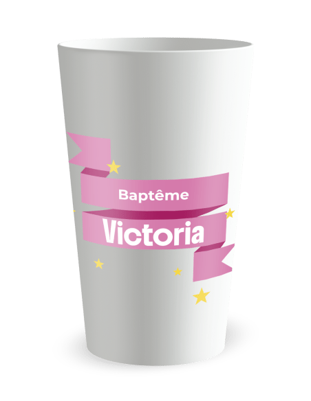 Gobelet blanc de face - Fêtes Banniere et Etoiles - Ecocup