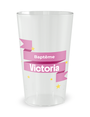 Gobelet transparent de face - Fêtes Banniere et Etoiles - Ecocup