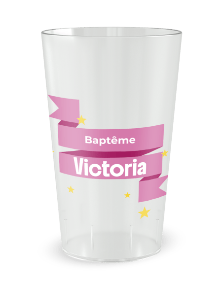 Gobelet transparent de face - Fêtes Banniere et Etoiles - Ecocup