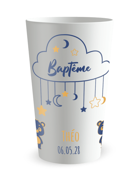 Gobelet blanc de face - Baptême Ciel Etoilé - Ecocup