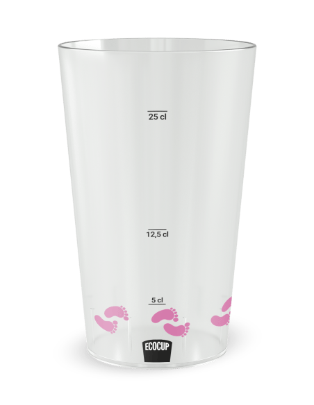 Gobelet transparent Graduation - Baptême Fille Ourson - Ecocup