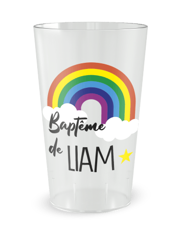 Gobelet transparent de face - Baptême Joli Ciel - Ecocup