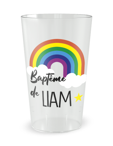 Gobelet transparent de face - Baptême Joli Ciel - Ecocup
