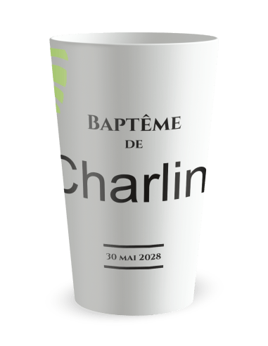Gobelet blanc de face - Baptême Jungle - Ecocup