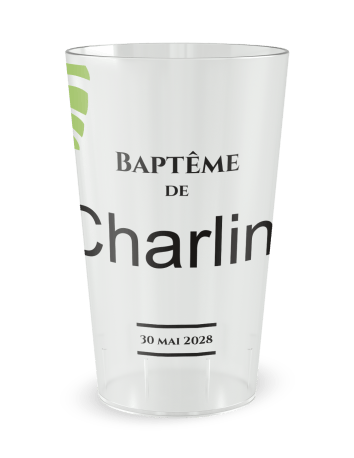 Gobelet transparent de face - Baptême Jungle - Ecocup
