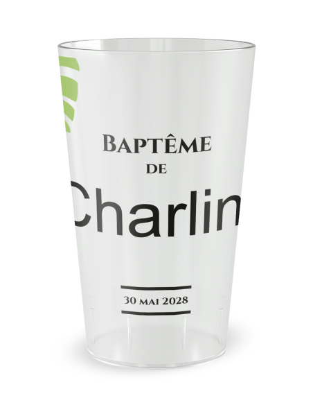 Gobelet transparent de face - Baptême Jungle - Ecocup
