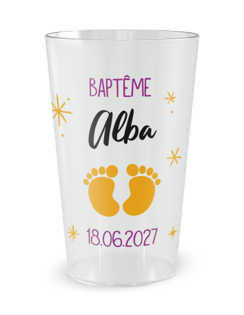 Gobelet transparent Graduation - Baptême Petits Pieds - Ecocup