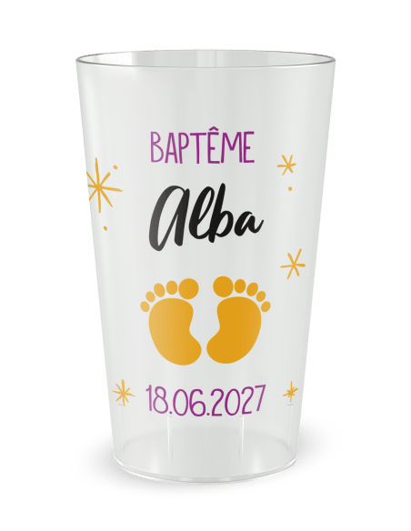Gobelet transparent Graduation - Baptême Petits Pieds - Ecocup